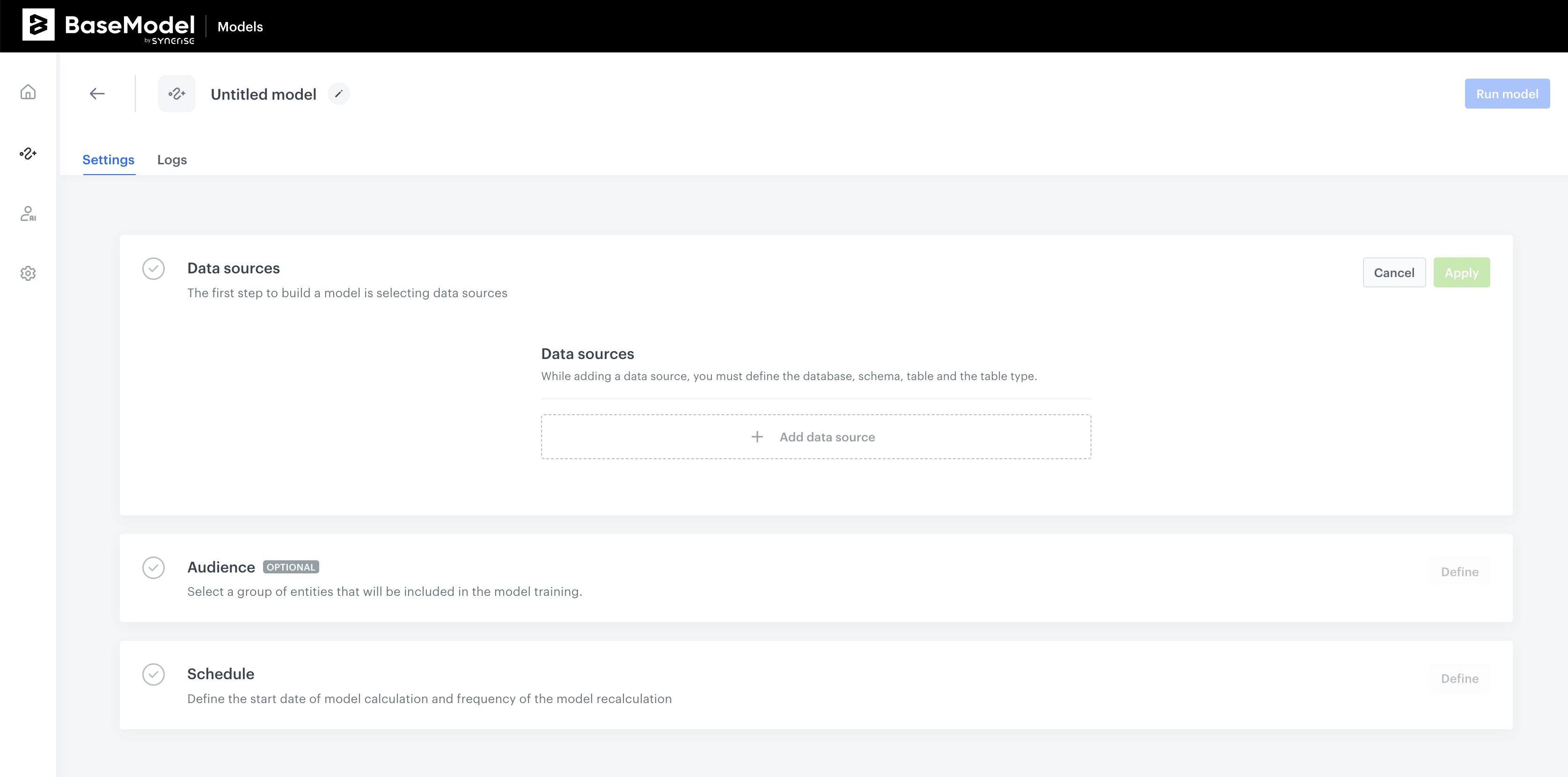 Create Model interface