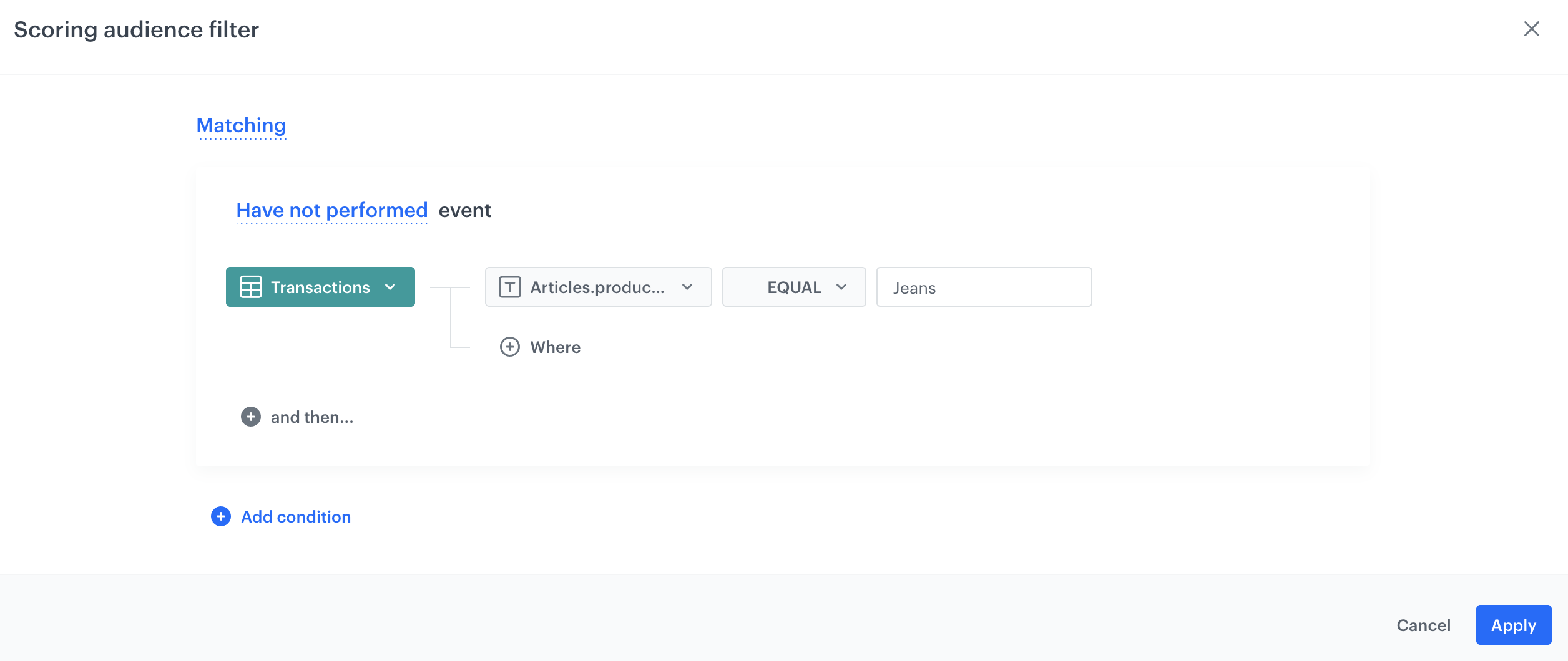 Audience filter example