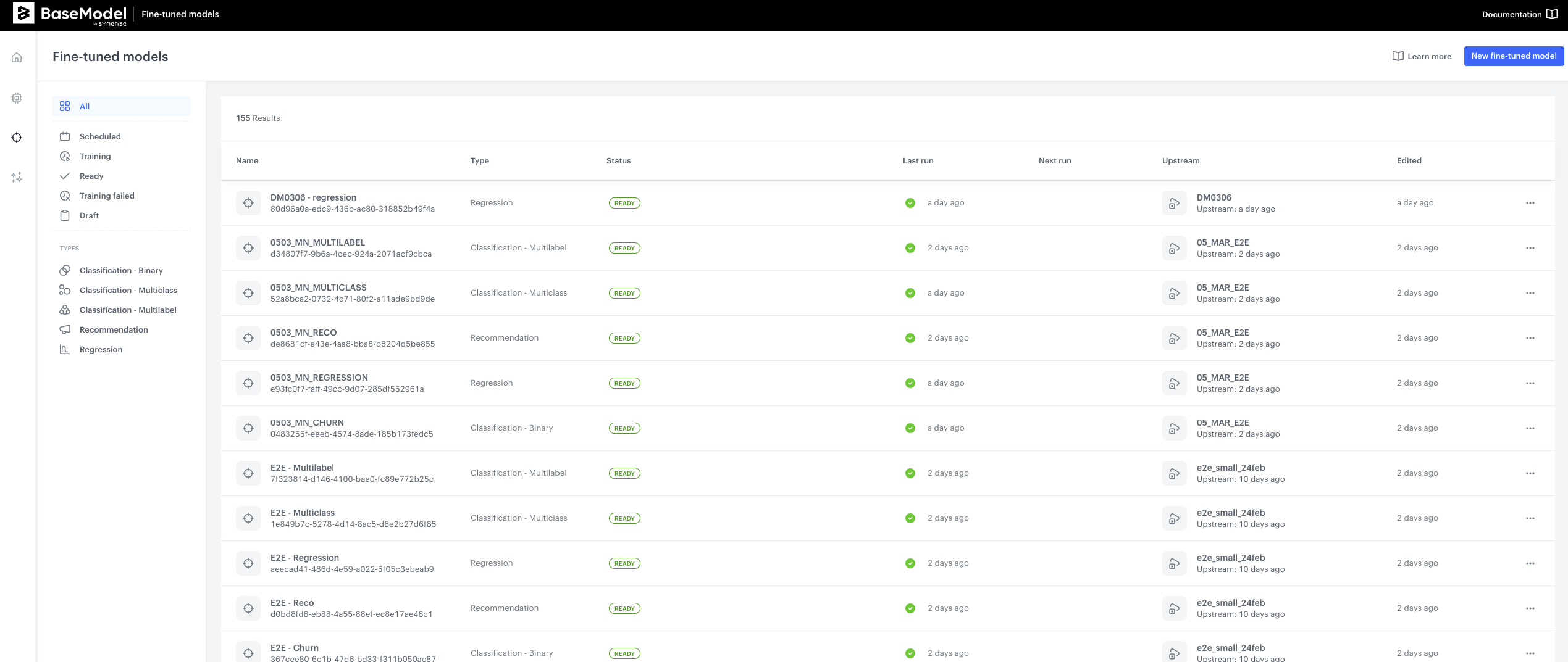 Downstream Models listing